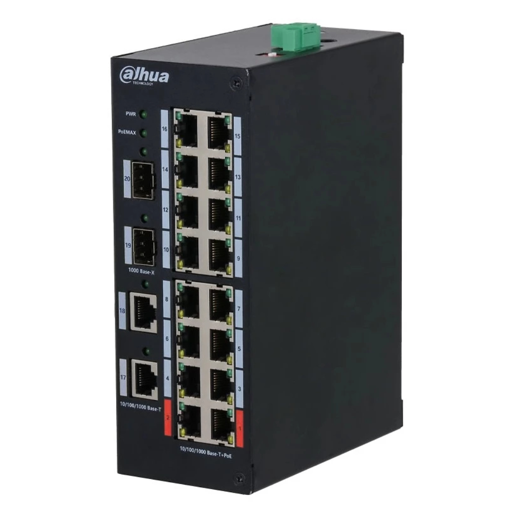 [HS3220-16GT-190] Switch Hardened PoE 16 puertos Gigabit (2RJ45+2SFP) Uplink Gigabit 190W No_Manejable Layer2