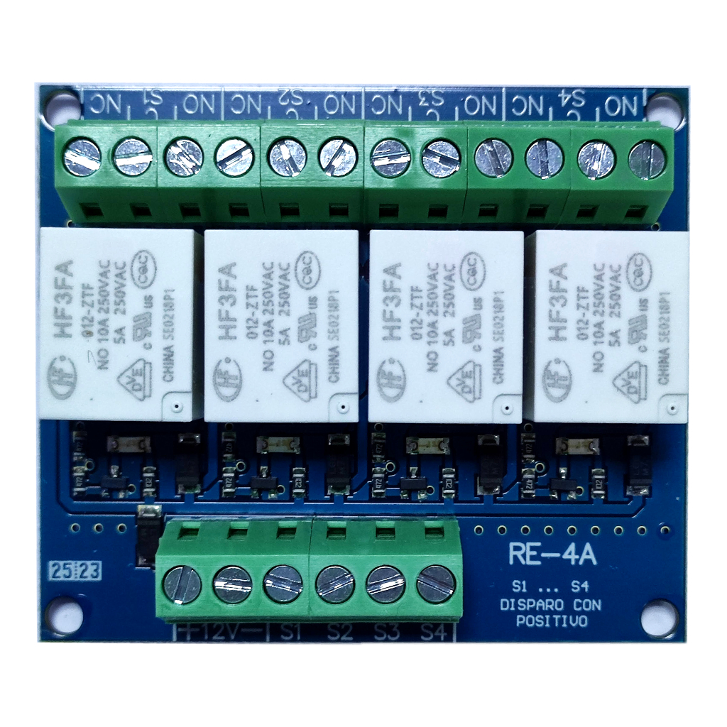 [RE-4A] Modulo 4 relés. Alimentación a 12v