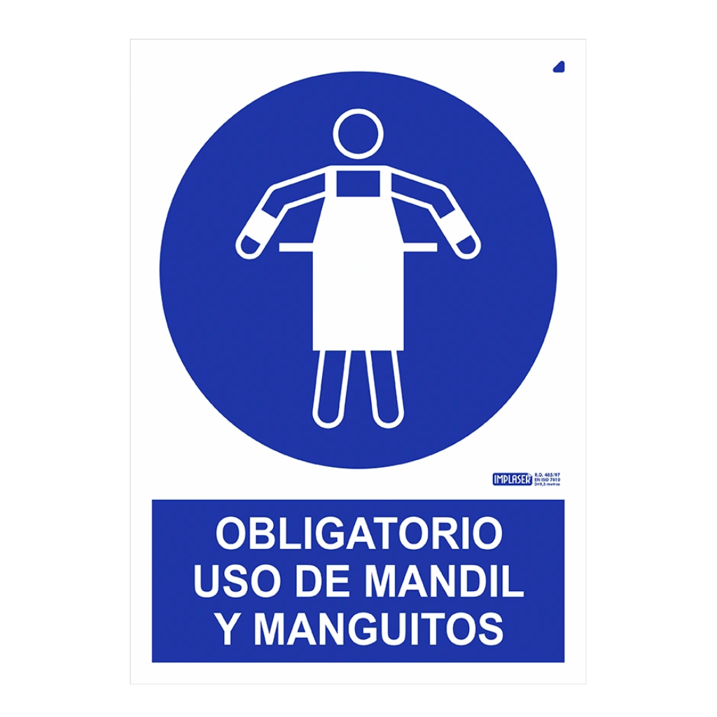 [OB26-A4] Señal obligatorio uso de mandil y manguitos 29,7x21cm