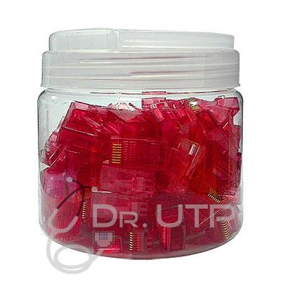 [RJ45-RED] Connecteur RJ45 CAT.5e couleur rouge en pot de 100 unités