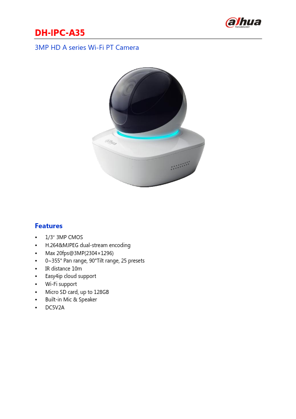 IPC-A35 - Ficha Técnica Dahua