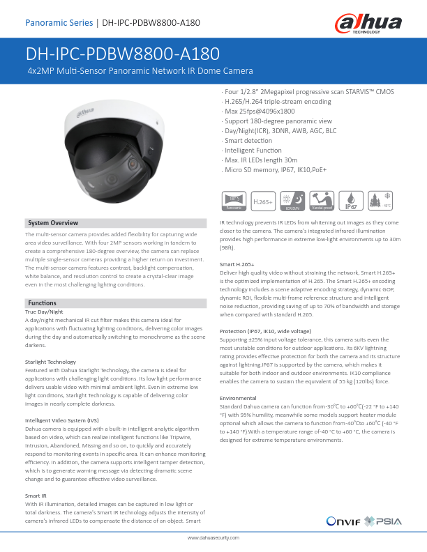 IPC-PDBW8800-A180 - Ficha Técnica Dahua