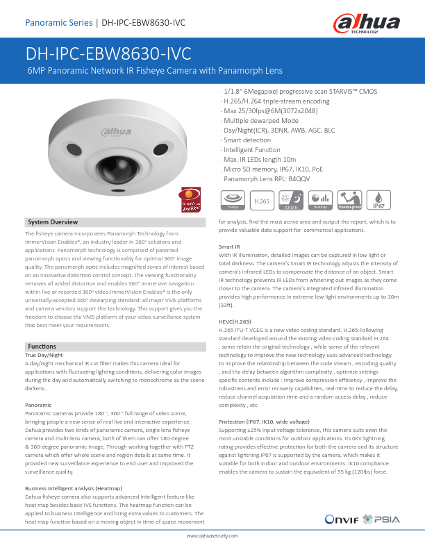 IPC-EBW8630-IVC - Ficha Técnica Dahua