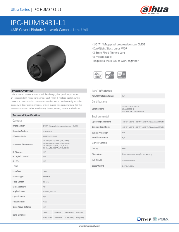 IPC-HUM8431-L1 - Ficha Técnica Dahua