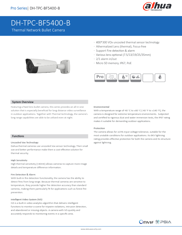 TPC-BF5400-B - Ficha Técnica Dahua