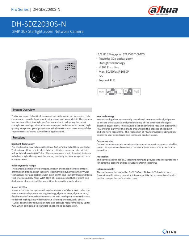 SDZ2030S-N-S2 - Ficha Técnica Dahua