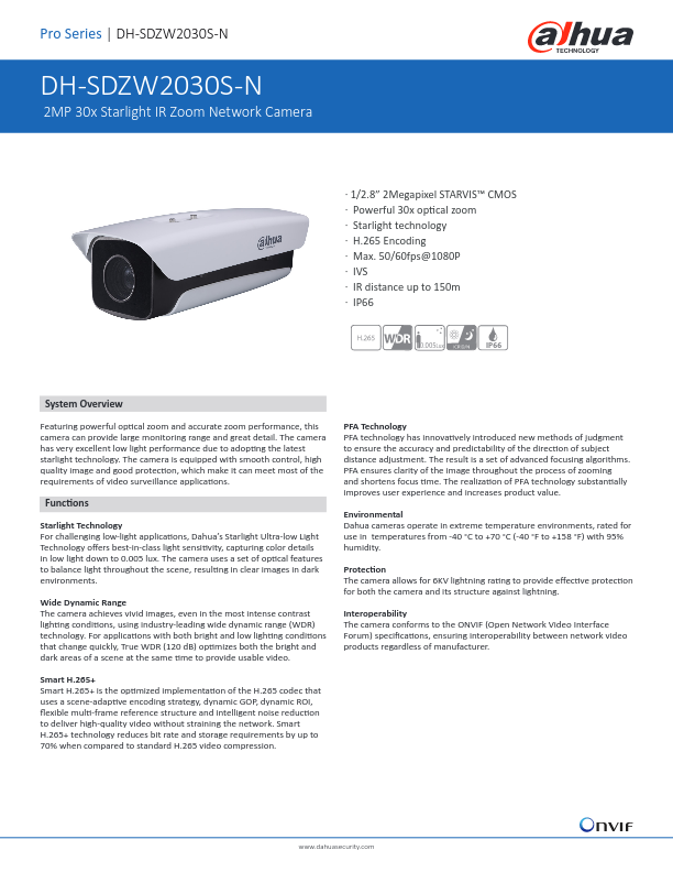 SDZW2030S-N - Ficha Técnica Dahua