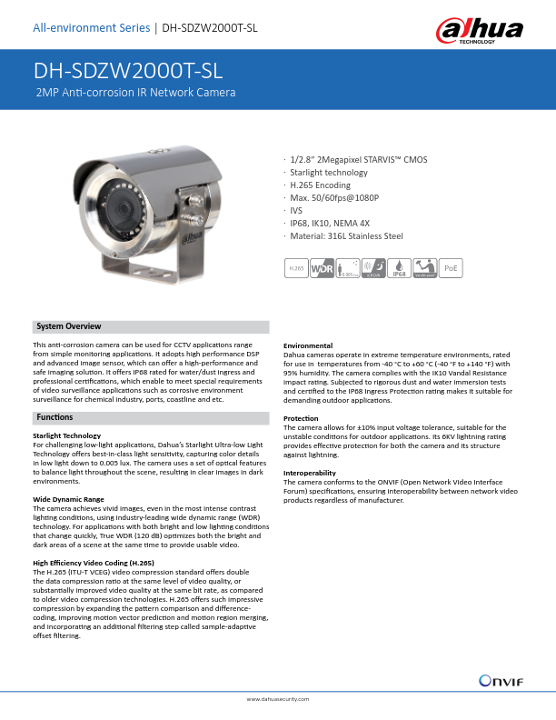 SDZW2000T-SL - Ficha Técnica Dahua