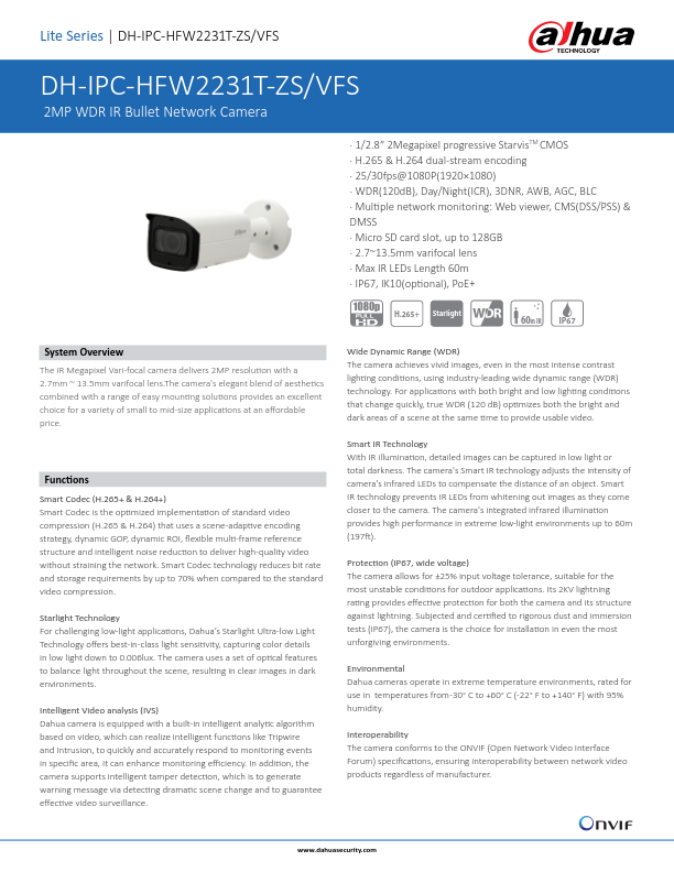 IPC-HFW2231T-ZS - Ficha Técnica Dahua