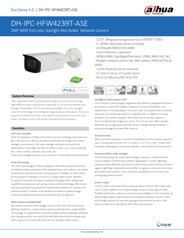 IPC-HFW4239T-ASE - Ficha Técnica Dahua