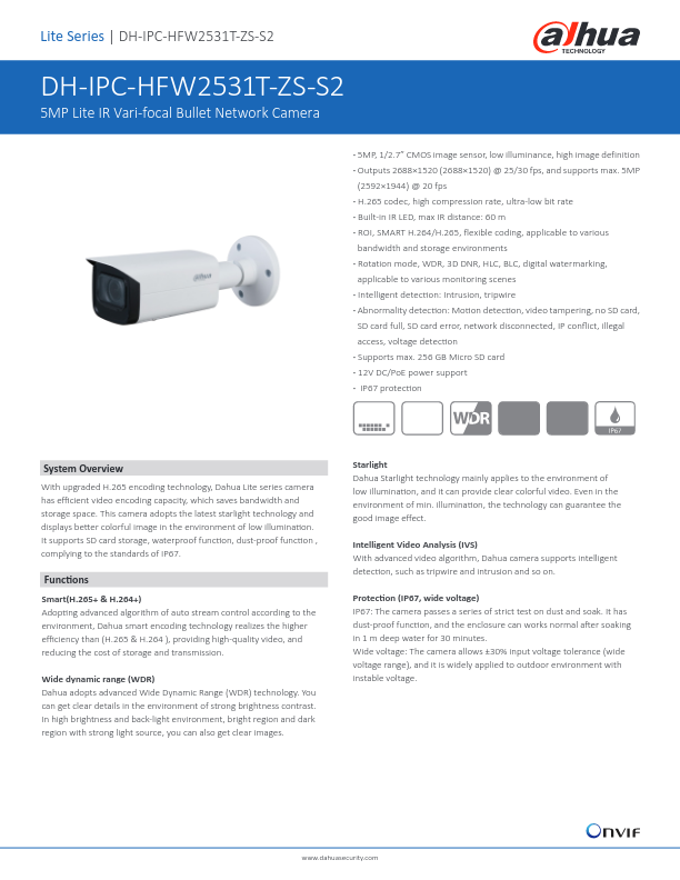 IPC-HFW2531T-ZS-S2 - Ficha Técnica Dahua