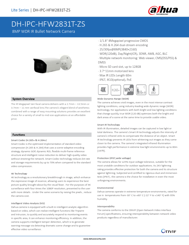 IPC-HFW2831T-ZS - Ficha Técnica Dahua