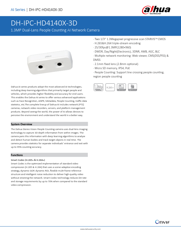 IPC-HD4140X-3D - Ficha Técnica Dahua