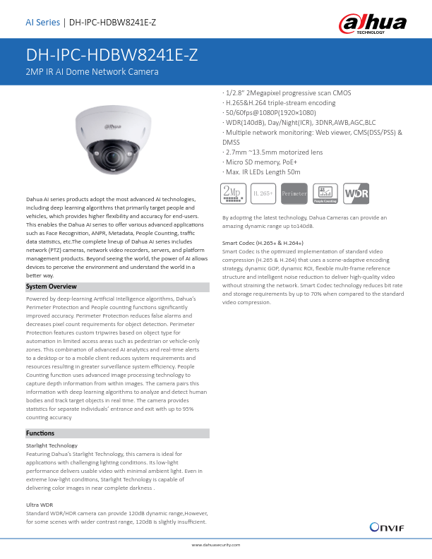 IPC-HDBW8241E-Z - Ficha Técnica Dahua