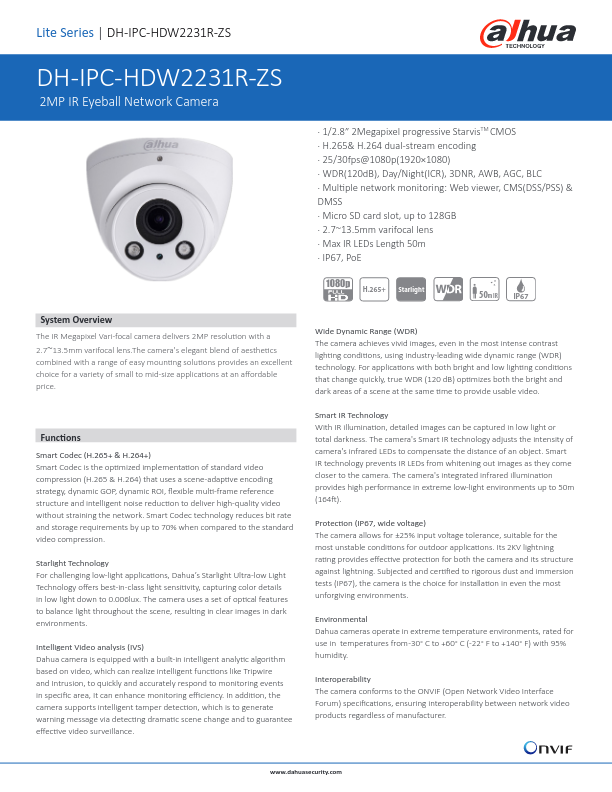 IPC-HDW2231R-ZS - Ficha Técnica Dahua