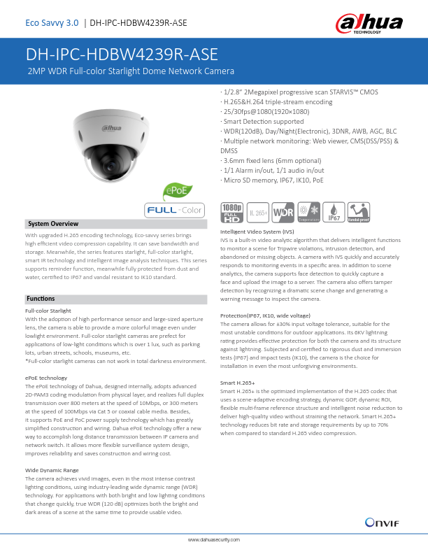 IPC-HDBW4239R-ASE - Ficha Técnica Dahua