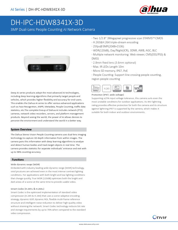 IPC-HDW8341X-3D - Ficha Técnica Dahua