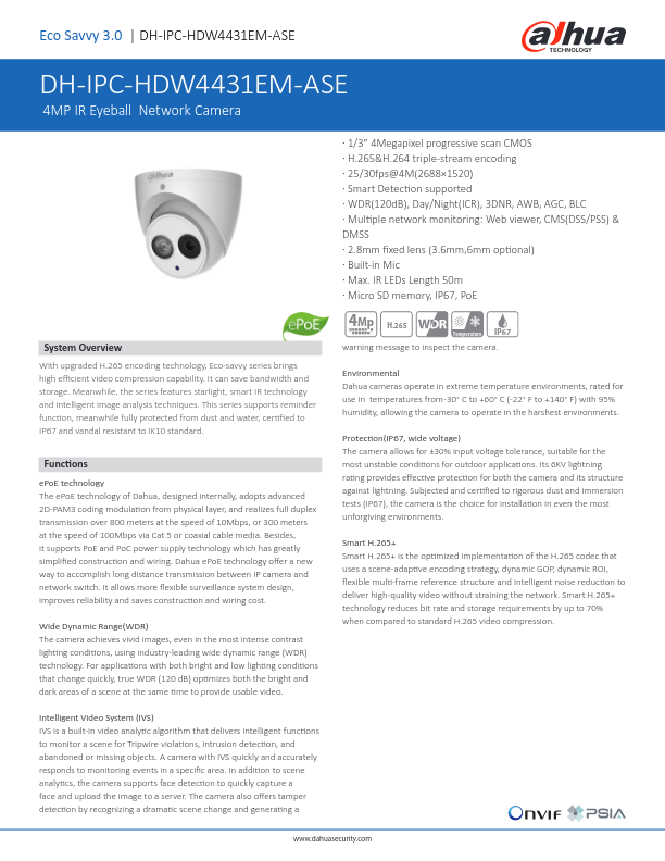 IPC-HDW4431EM-ASE - Ficha Técnica Dahua