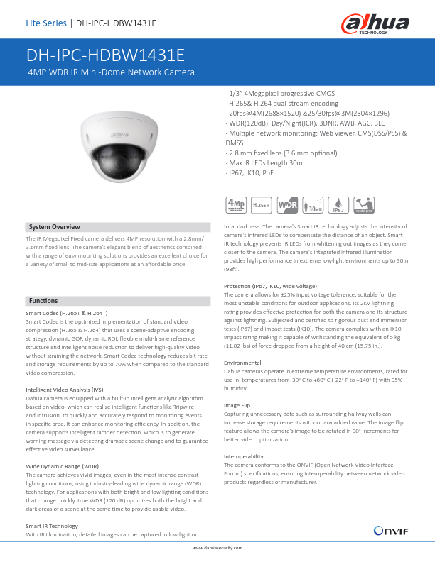 IPC-HDBW1431E-(B) - Ficha Técnica Dahua