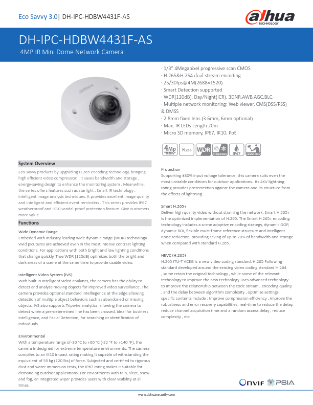 IPC-HDBW4431F-AS - Ficha Técnica Dahua