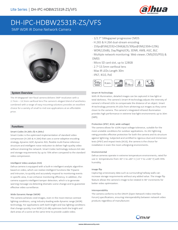 IPC-HDBW2531R-ZS - Ficha Técnica Dahua