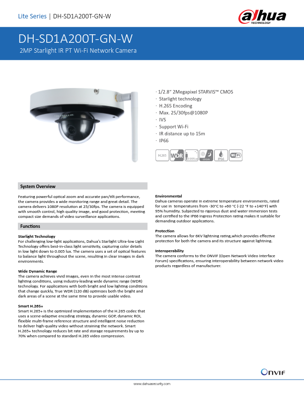 SD1A200T-GN-W - Ficha Técnica Dahua
