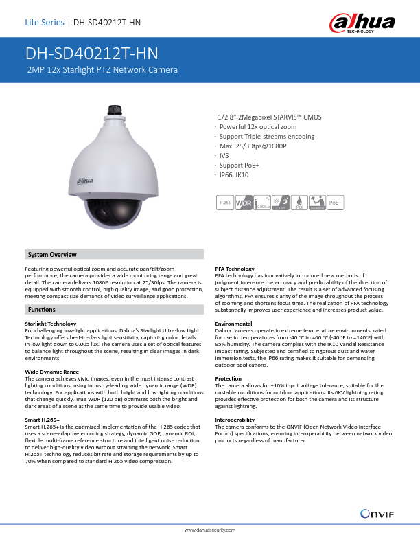 SD40212T-HN - Ficha Técnica Dahua