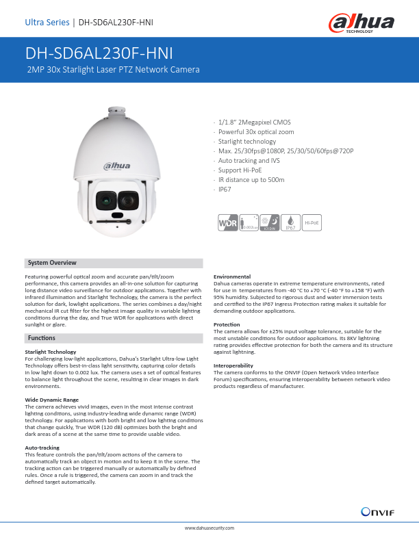 SD6AL230F-HNI - Ficha Técnica Dahua