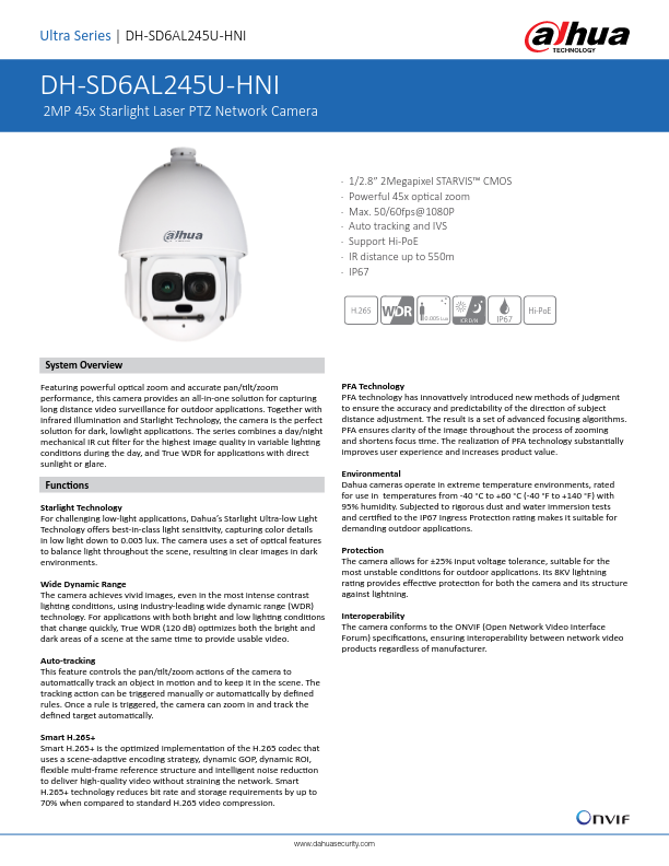 SD6AL245U-HNI - Ficha Técnica Dahua