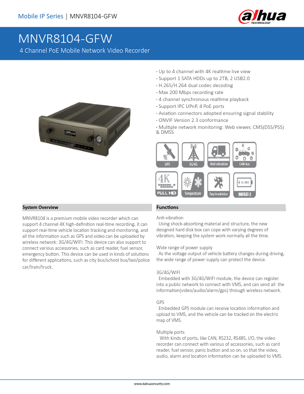 MNVR8104-GFW - Ficha Técnica Dahua