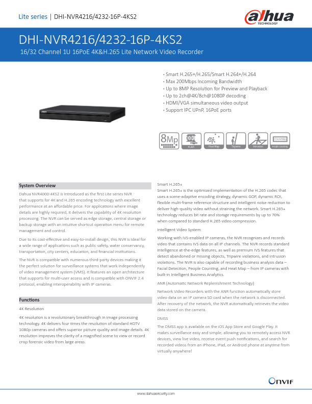 NVR4216-16P-4KS2 - Ficha Técnica Dahua