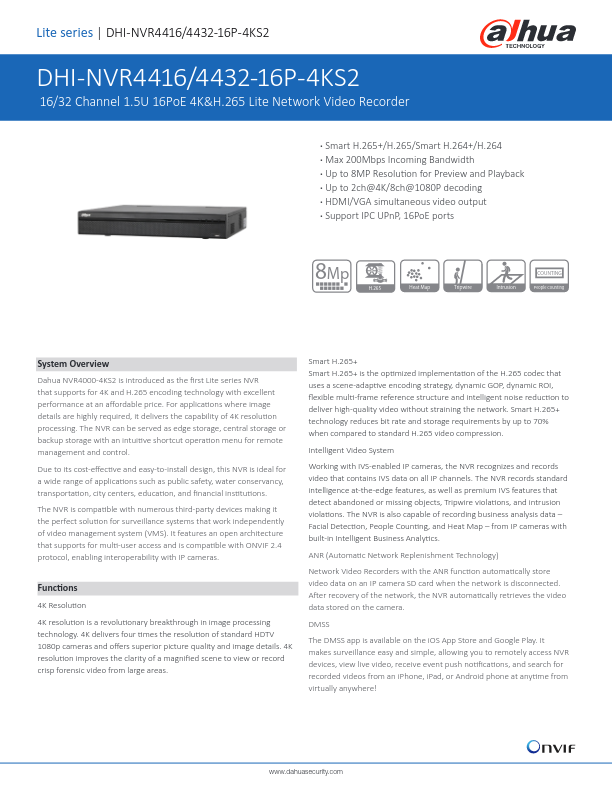 NVR4416-16P-4KS2 - Ficha Técnica Dahua