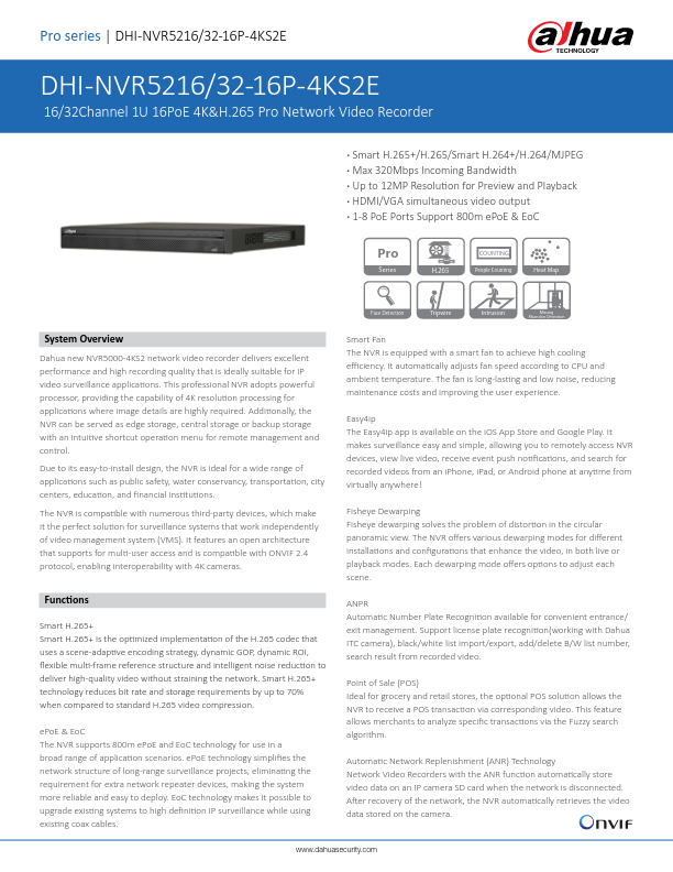 NVR5216-16P-4KS2E - Ficha Técnica Dahua