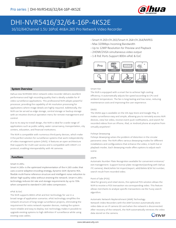 NVR54xx-16P-4KS2E - Ficha Técnica Dahua