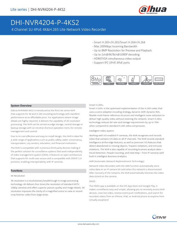 NVR4204-P-4KS2 - Ficha Técnica Dahua