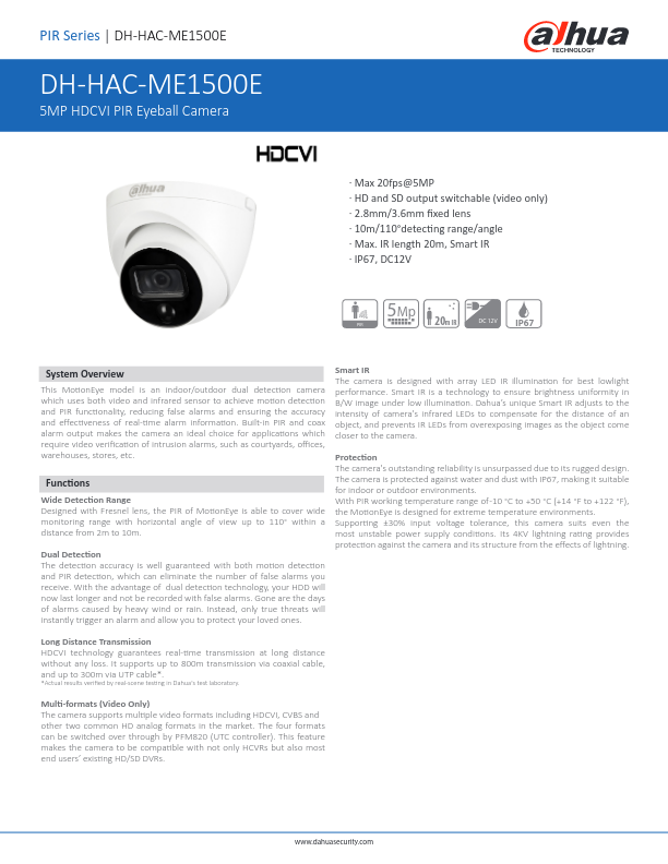 HAC-ME1500E - Ficha Técnica Dahua