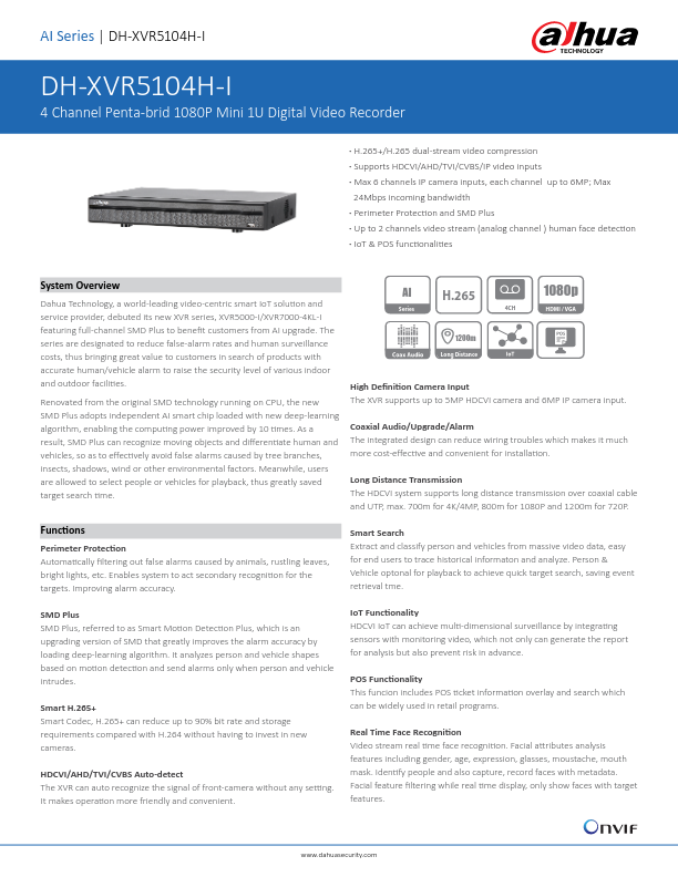 XVR5104H-I - Ficha Técnica Dahua