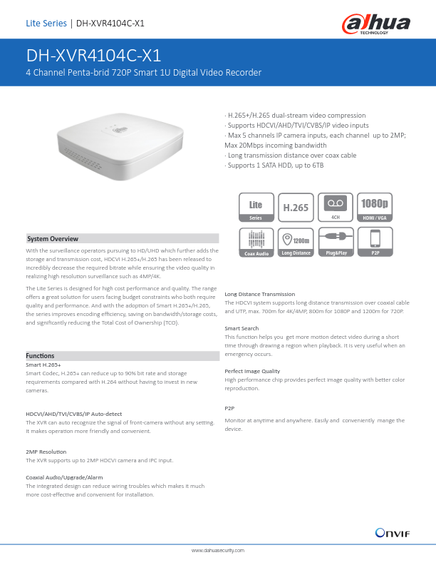 XVR4104C-X1 - Ficha Técnica Dahua