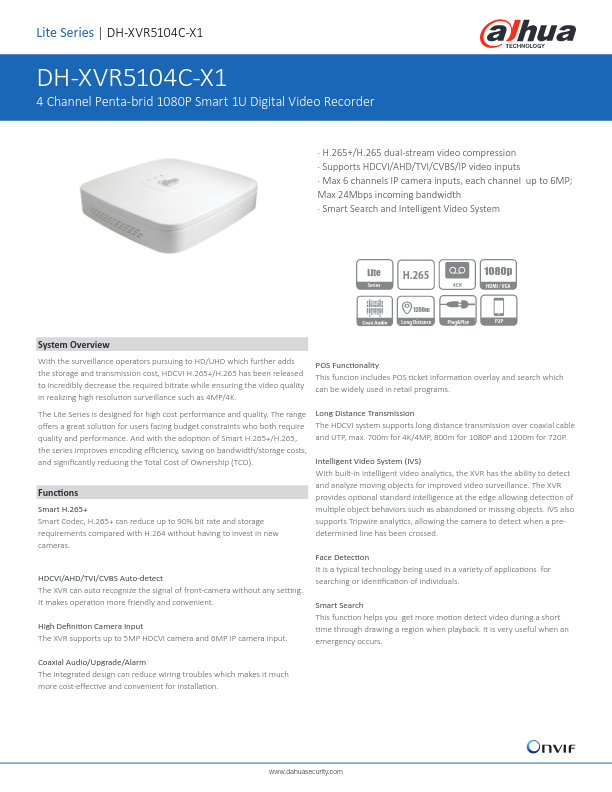XVR5104C-X1 - Ficha Técnica Dahua