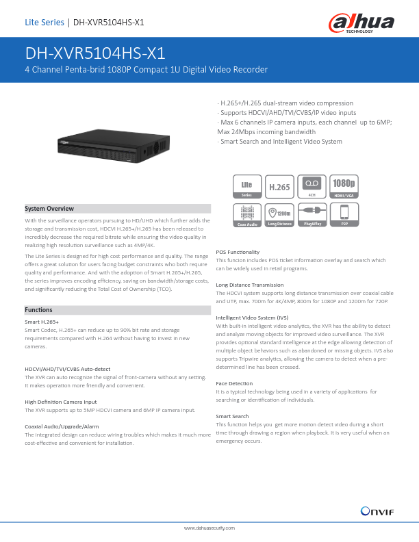 XVR5104HS-X1 - Ficha Técnica Dahua