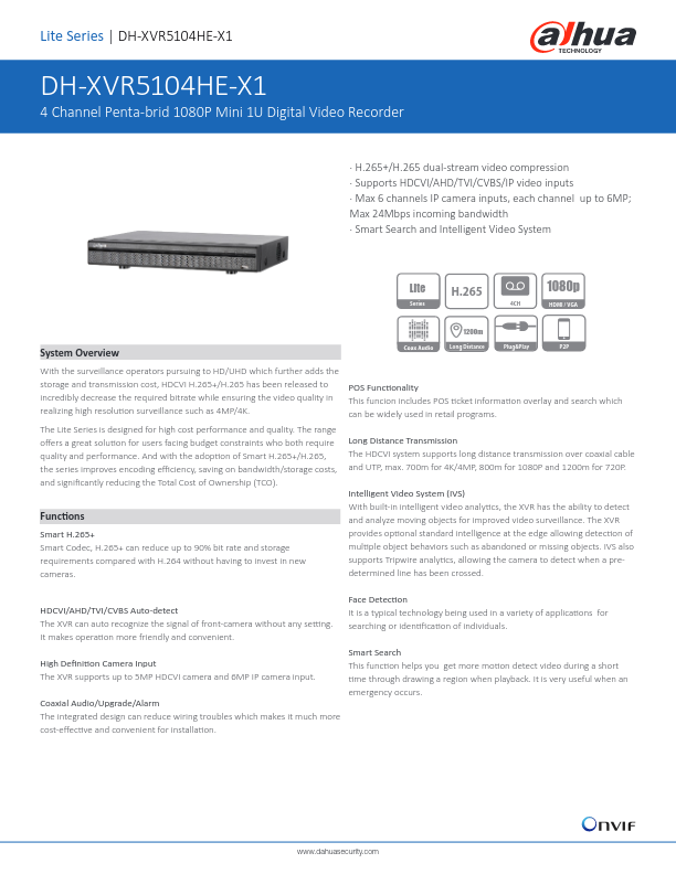 XVR5104HE-X1 - Ficha Técnica Dahua