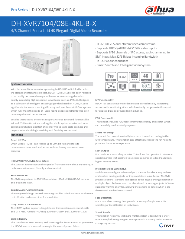 XVR7104E-4KL-B-X - Ficha Técnica Dahua
