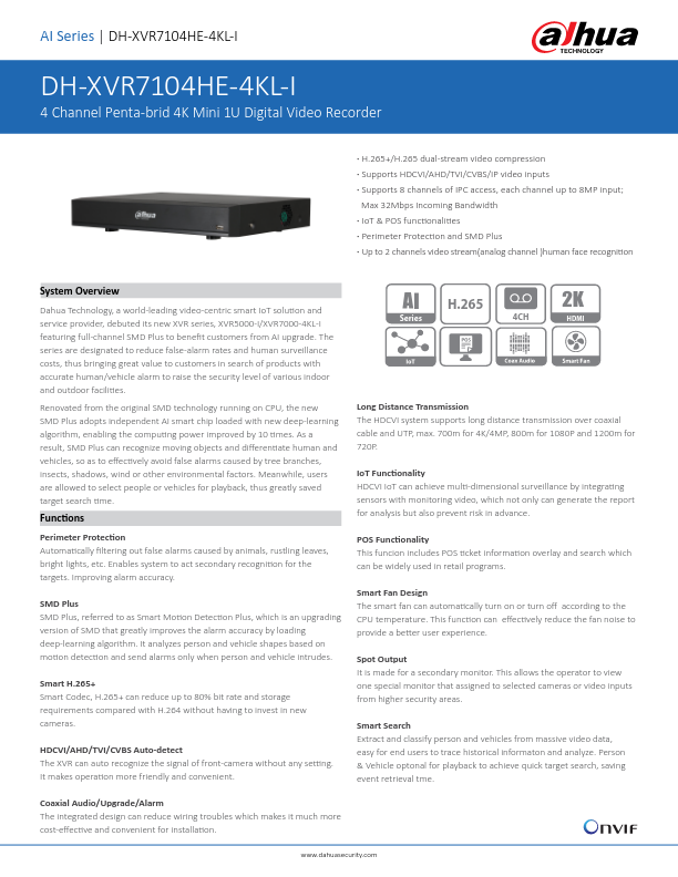 XVR7104HE-4KL-I - Ficha Técnica Dahua