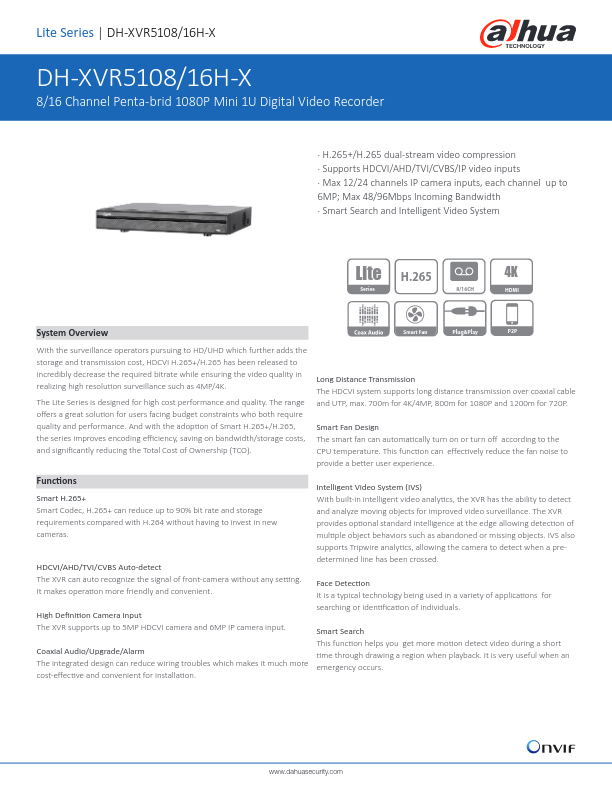 XVR5108H-X - Ficha Técnica Dahua