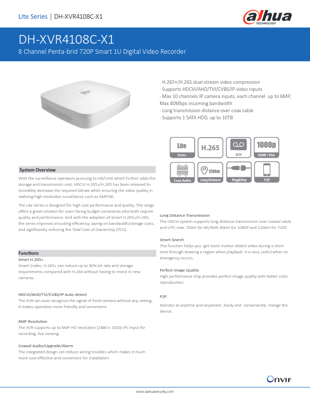 XVR4108C-X1 - Ficha Técnica Dahua
