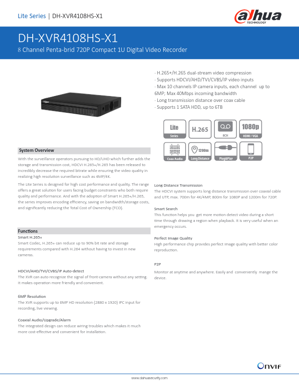 XVR4108HS-X1 - Ficha Técnica Dahua