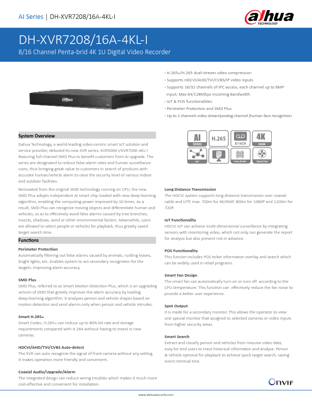 XVR7208A-4KL-I - Ficha Técnica Dahua