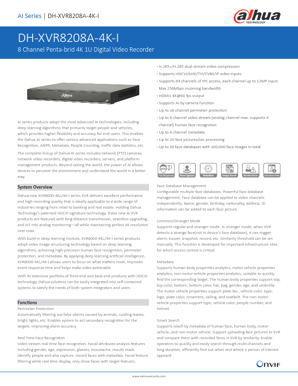XVR8208A-4K-I - Ficha Técnica Dahua