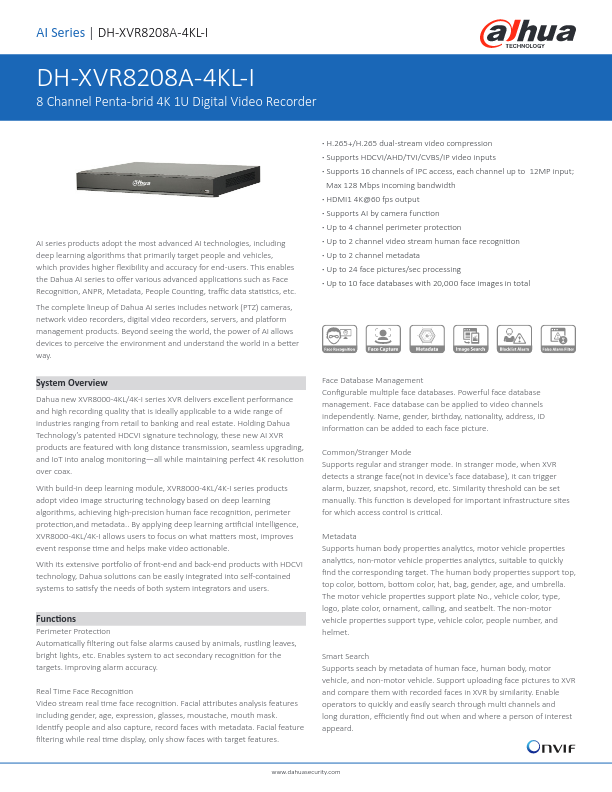 XVR8208A-4KL-I - Ficha Técnica Dahua