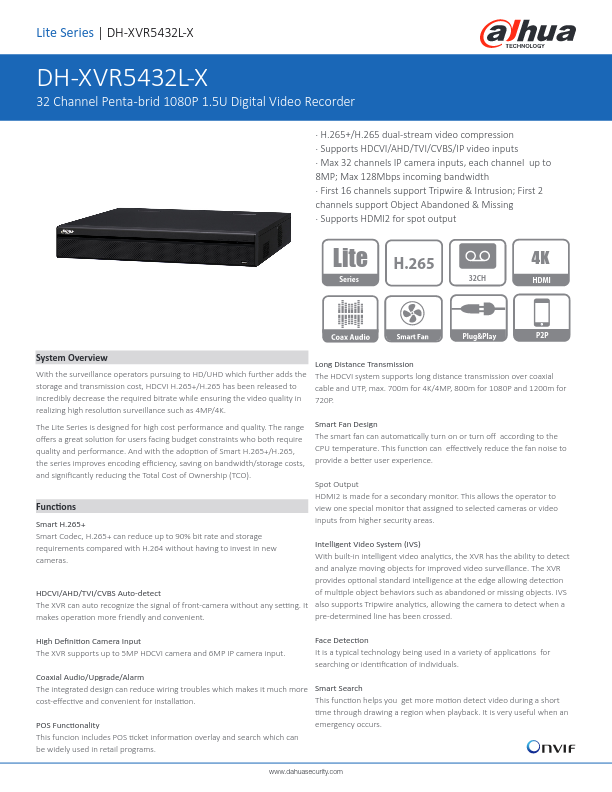 XVR5432L-X - Ficha Técnica Dahua